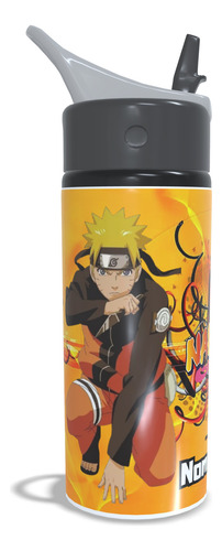 Garrafa De Alumínio Naruto Com Nome Personalizado Cinza-escuro
