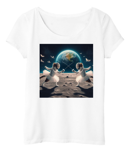 Remera Mujer Gatos Con Tutú Espadas Luna