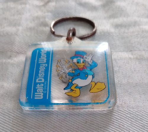 Llavero Antiguo Pato Donald Disney World Acrílico Azul (Usado)