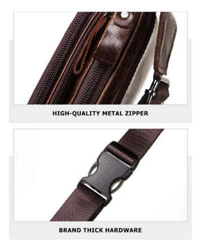 Riñonera Cuero Genuino Para Hombre, Bolsa De Pecho De Viaje