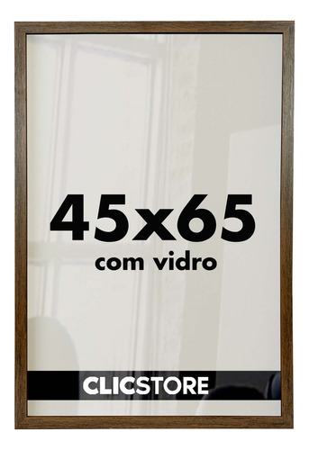Moldura 45x65 Quadro Decorativo Vidro Poster Foto Corredor Cor Tabaco Liso