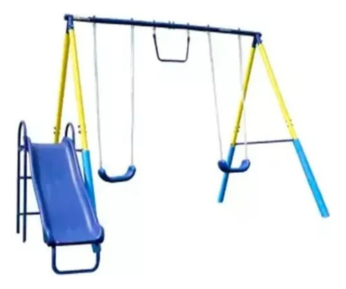 Set Exterior Niños De 2 Columpios Trapecio Resbaladilla M Em