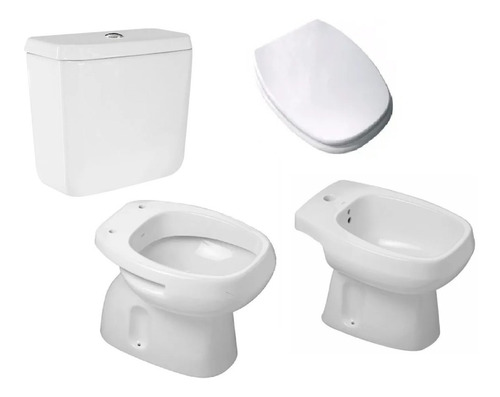 Imagen 1 de 8 de Combo Roca Monaco Inodoro Mochila Dual Bidet Tapa Madera Aho