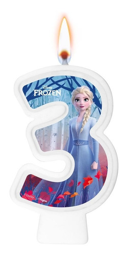 Número 3 - Vela Frozen 2 - Pavio Mágico Para Bolo E Festa