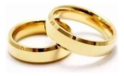 Par Alianças Casamento Chanfrada 6mm Folheada Banhada+anel