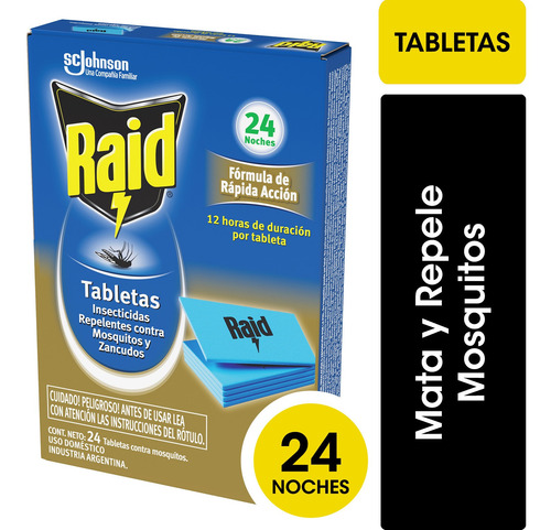 Raid Eléctrico Tabletas Mosquitos Y Zancudos Recarga 24un