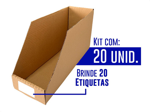 Imagem 1 de 5 de Kit 20 Caixas Papelão Gondola Organizadora Estoque 40x13x20