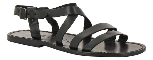 Gianluca - Sandalias De Cuero Negro De Hom B076qgcvt2_060424