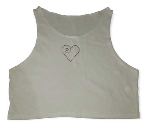 Top Musculosa Strass Corazon Mujer