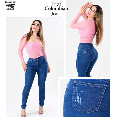 Pantalon Mezclilla De Dama Corte Colombiano Itzi Jeans E559
