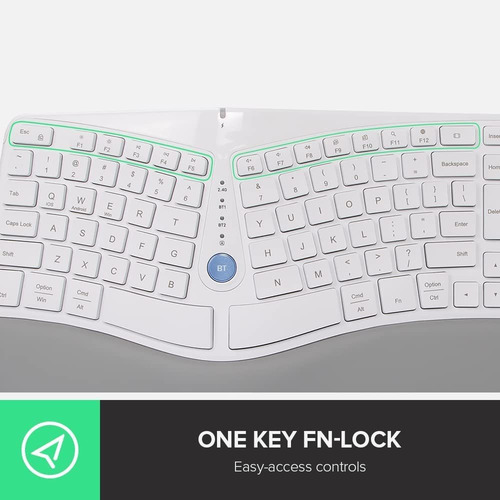 Delux Teclado Ergonômico Bluetooth Sem Fio, 107 Teclas