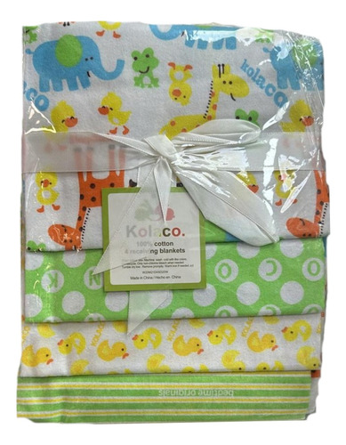 Set 4 Mantas Tutos Pañales Bebés Pack 4 Unidades Algodón 
