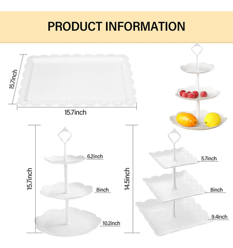 Bases Para Pasteles Y Cupcakes 3 Niveles Y Bandejas Plastico