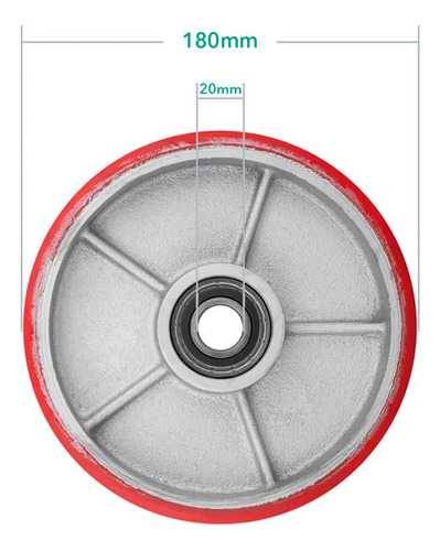 2 Ruedas Para Zorra Hidraulica 180x50mm Reforzada C/ Ruleman Ruedas Rojo