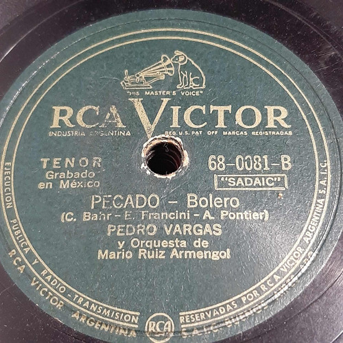 Pasta Pedro Vargas Mario Ruiz Armengol Rca Victor C472