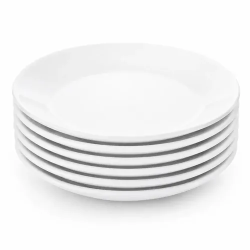 Vapt Vupt Jogo 6 Pratos Sobremesa Raso Vidro Branco Redondo 18cm Rest