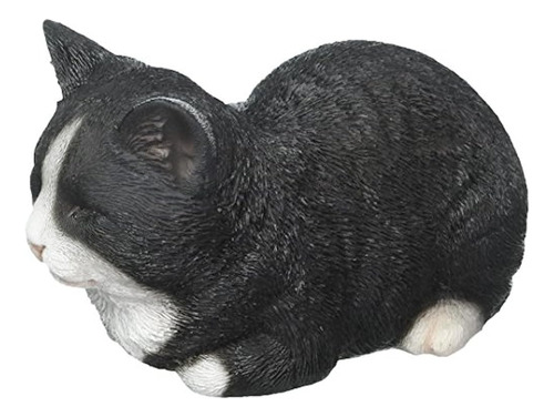 Hi-line Gift Ltd Estatua De Gato Durmiente, Negro / Blanco