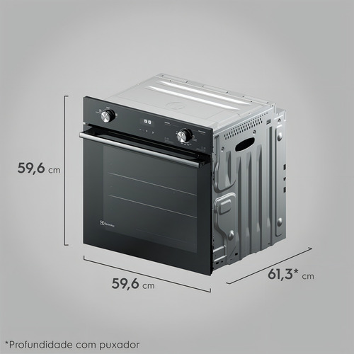 Horno de gas empotrado Electrolux de 80 litros, eficiente por convección, con PerfectCook360 Black (OE8GH)