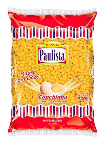 3 Pacotes De Macarrão Conchinha Com Ovos Paulista 500 G Cada