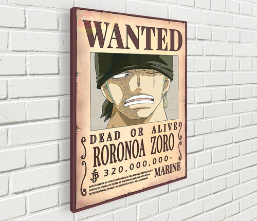 Cuadro Wanted Zoro 50x35 - One Piece - Recompensa