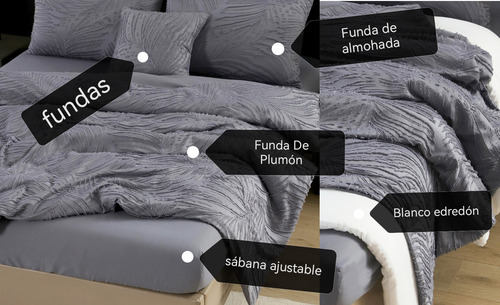 Funda De Plumón Y Edredón Gama Alta Juego De 7 Super King