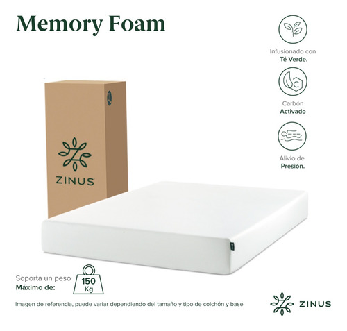 Zinus | Cama Completa Base + Colchón Individual Justin