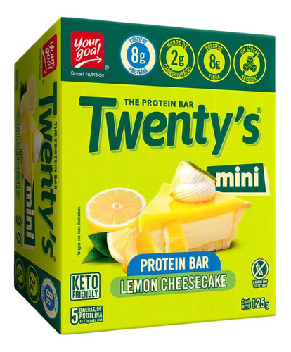 Box 5 Barras Mini Twentys 8g - Your Goal Sabor Lemon Cheesecake