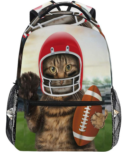 Pfrewn Funny Sportsman Cat Mochilas Fútbol Americano Mujeres