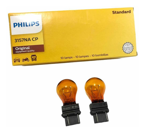 Caja 10x Focos Halógeno 12v Philips Original 3157na Cp Ámbar
