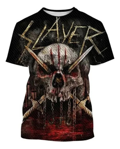 Ax Camiseta Con Estampado 3d De La Banda De Rock Slayer