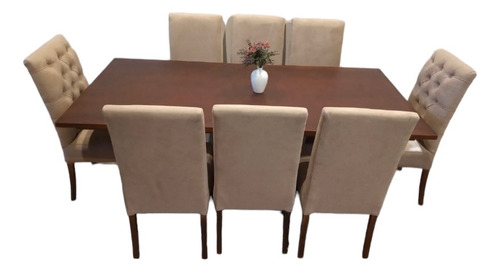 Juego Comedor Madera 8 Sillas Tapizadas De Vestir - Serra