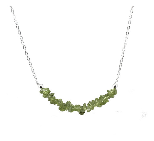 Gempires Collar De Barra Con Chips De Peridoto, Cristales Cu