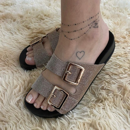 Imagem 6 de 6 de Birken Rasteira Chinelo Flat Moleca Com Fivelas.