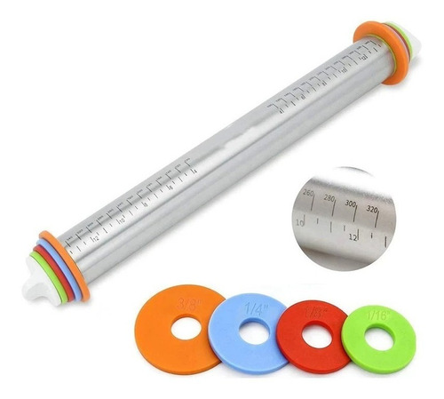 Imagen 1 de 4 de Rodillo Con Discos Ajustables Acero Para Reposteria