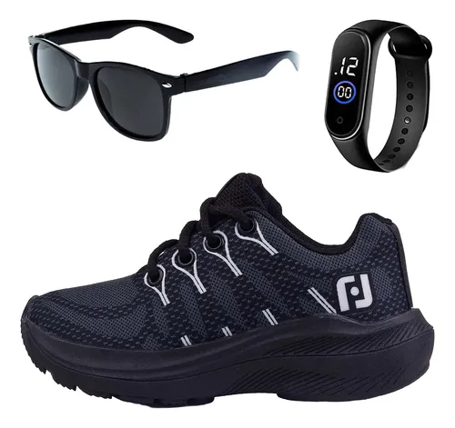 Kit Tenis Infantil Casual Meninos Meninas + Óculos E Relógio