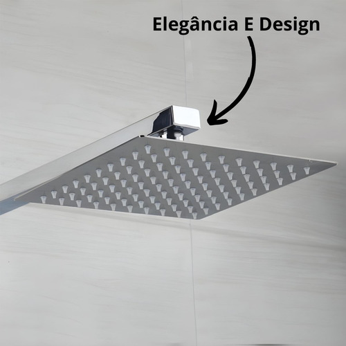 Chuveiro Quadrado Prata 30cm Monocomando C/ Duchinha