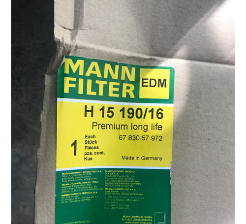 Filtro Para Liquidos Mann Hummel # H15 190/16