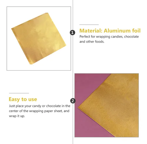 Papel Para Envolver Chocolates, Papel De Aluminio Dorado, 60