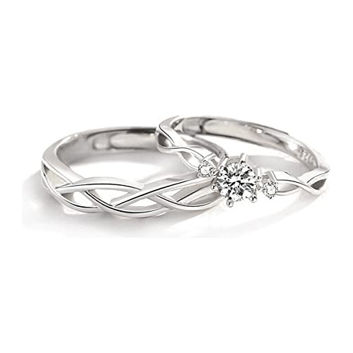 Anillos Pareja Promesa Corazón Ajustables Plata 925