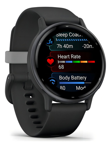 Relógio Garmin Vívoactive 5 Slate Aluminum Black Caixa Preto Pulseira Preto Bisel Preto