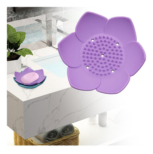 2 Ducha De Baño Con Bandeja De Jabón Flexible Violeta