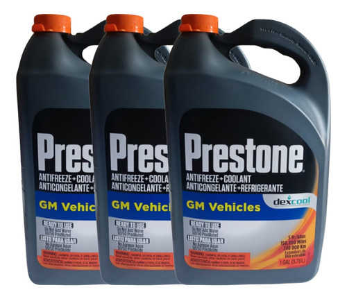 Pack 3 Refrigerante Prestone Dex-cool Extended Life 50/50 Gl
