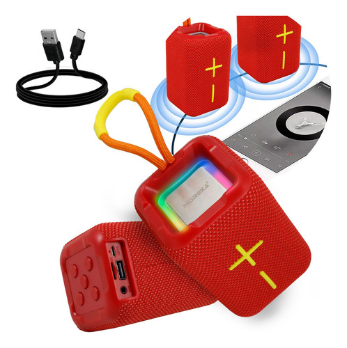 Bocina Inalambrica Bluetooth Recargable Altavoz Portátil Color Rojo