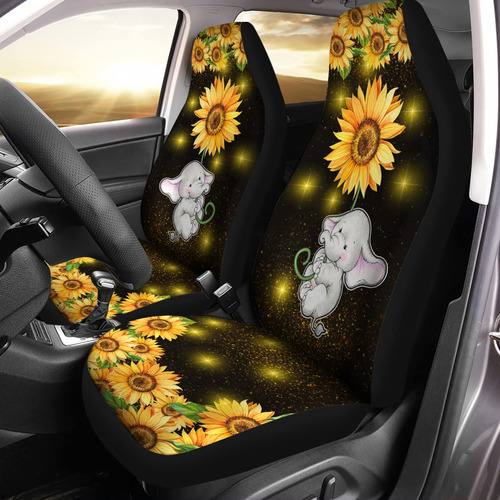 2 Accesorio Automovil Estampado Girasol Elefante Funda