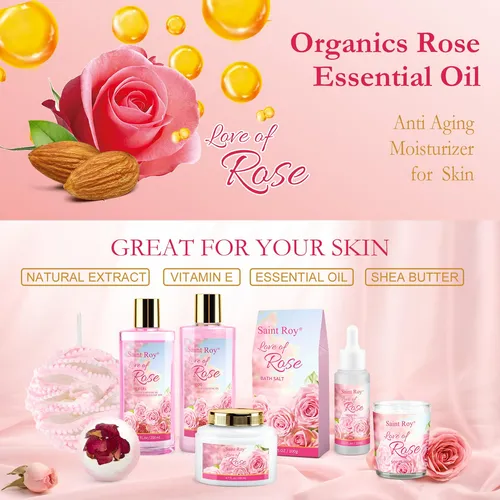 Set De Baño Saint Roy Mother Gift Para Mujer Con Aroma A Ros