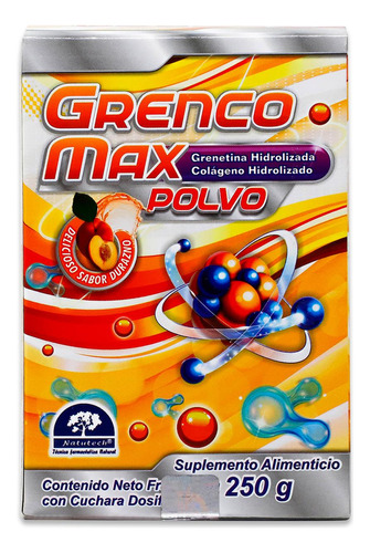 Grenco Max Polvo C/250g / Grenetina Hidrolizada/ Natutech Sabor Durazno