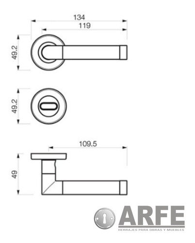 Puerta Manija Tropea Doble Balancin Aluminio Currao Satinado Cromo