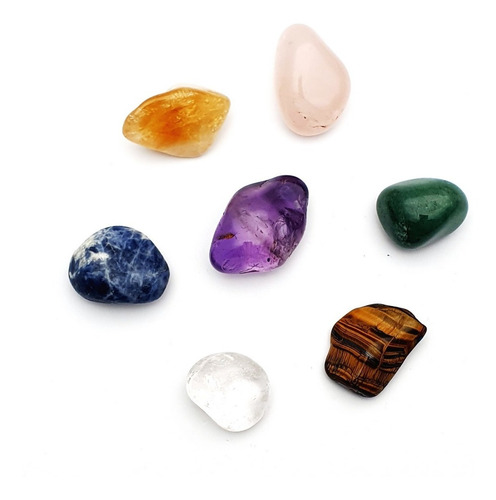 Imagen 4 de 6 de Cuarzos 7 Chakras Tamboreada Energético + Bolsa Decorativa