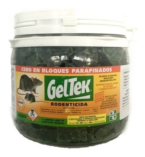 Veneno Para Ratas Cebo Raticida Geltek X 1kg (100 Bloques)  