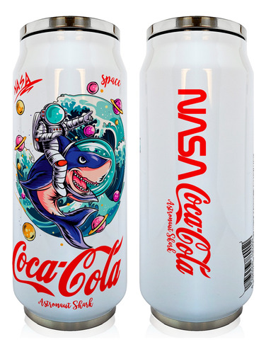 Termo Lata Coca Cola Tiburon Astronauta 500ml, Acero, Nasa